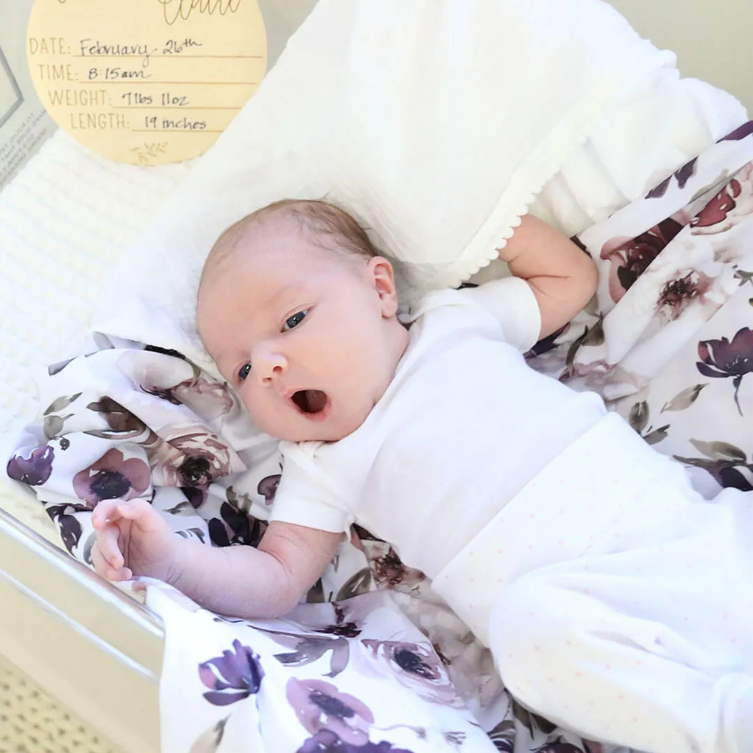 Demi's Dusty Purple Floral Oversized Swaddle Blanket