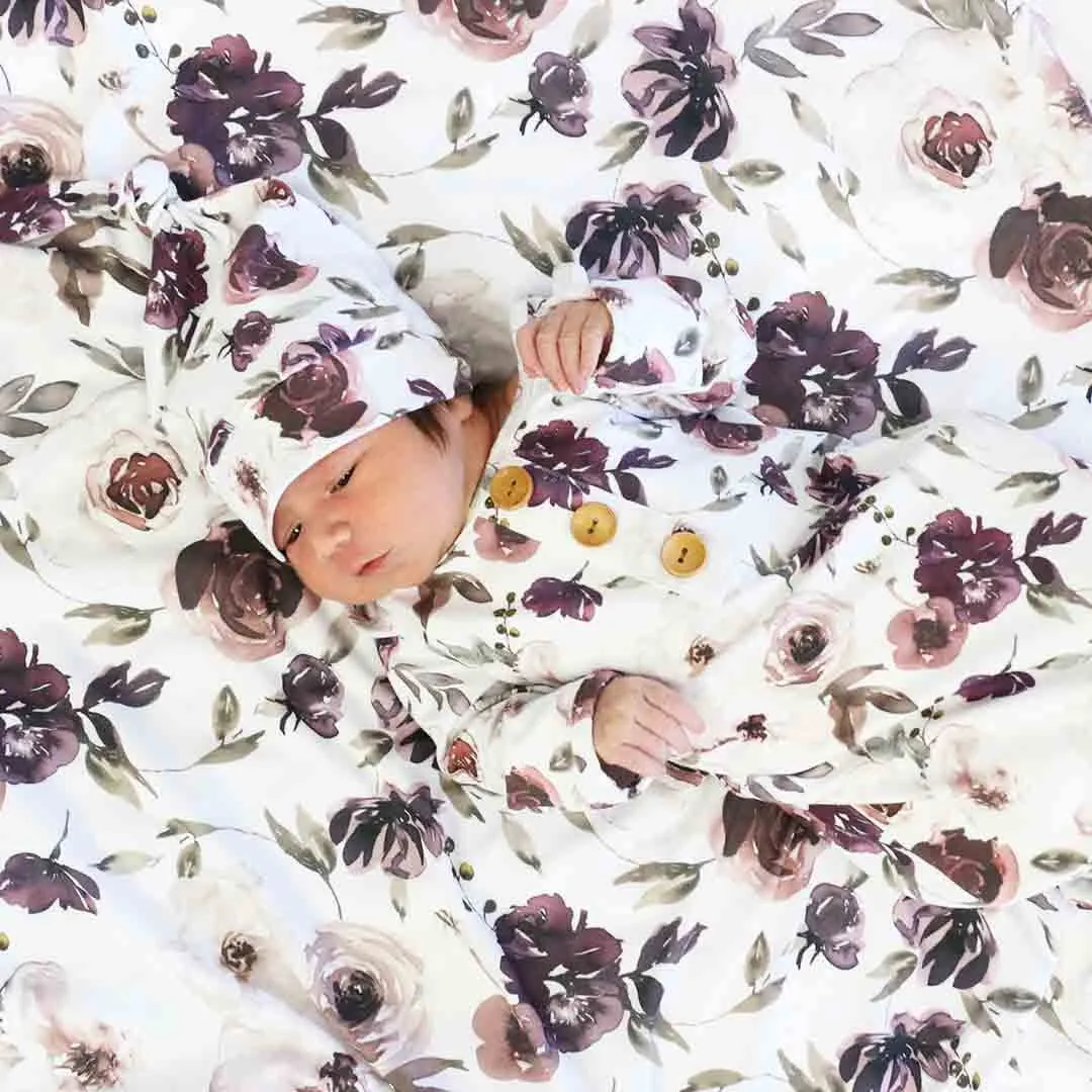 Demi's Dusty Purple Floral Oversized Swaddle Blanket