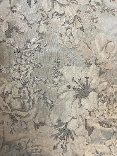 Designer Silver Grey & Navy Double Sided Floral Brocade