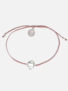 Diamond Quartz Crystal Bracelet - Dusty Pink/Silver