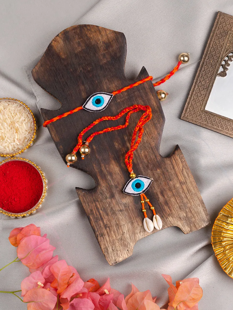 Evil Eye Embroidered Rakhi   Lumba Set