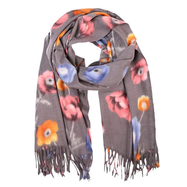 Fall Winter Fashionable Floral Fringe Scarf