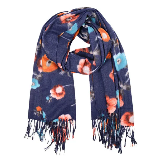 Fall Winter Fashionable Floral Fringe Scarf