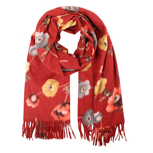 Fall Winter Fashionable Floral Fringe Scarf