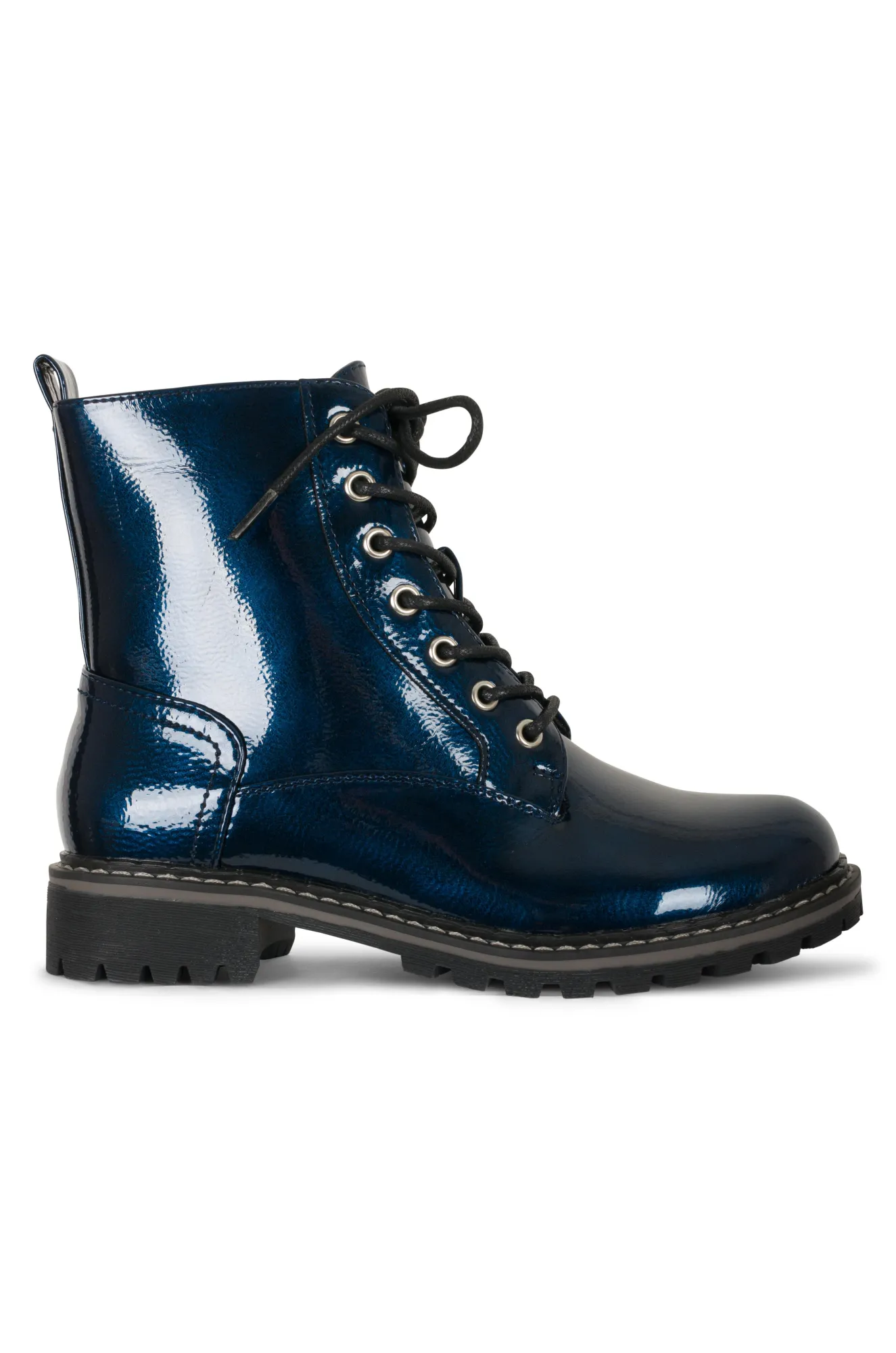 Faux Patent Leather Ankle Boot | NAVY | NALA ZZ