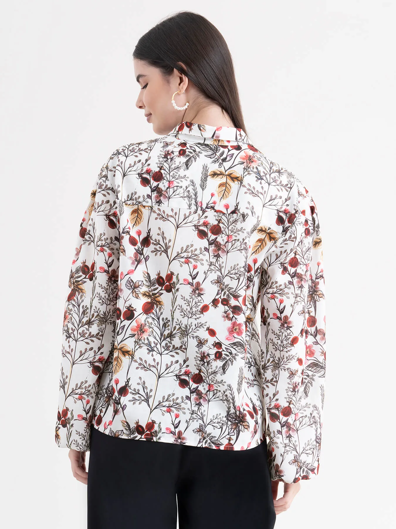 Floral Shirt - White And Red