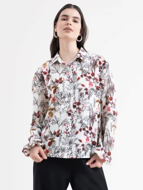 Floral Shirt - White And Red