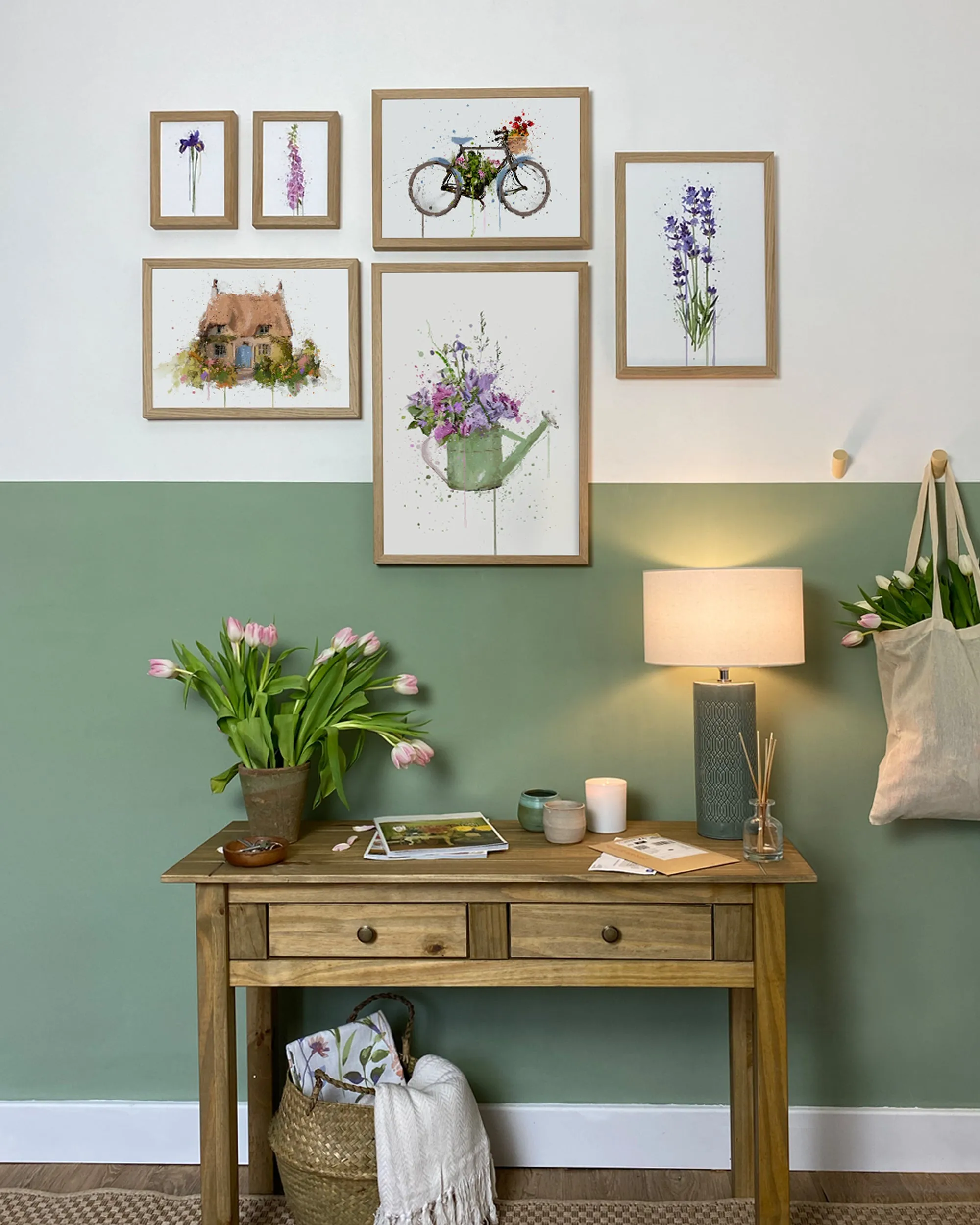 Floral Watering Can Wall Art Print