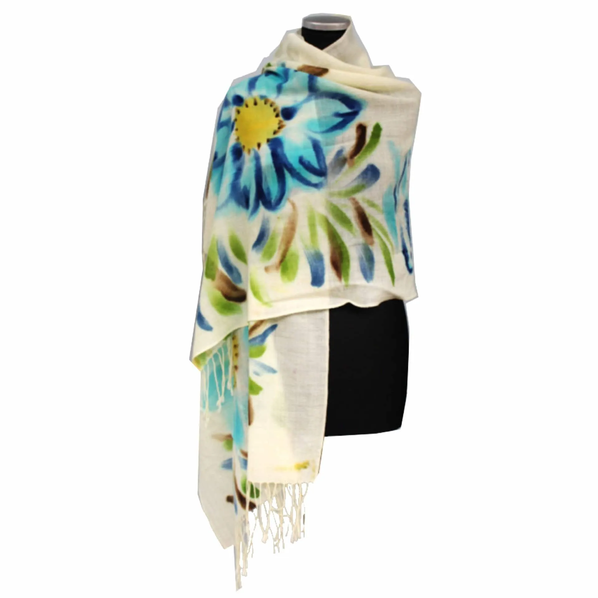 Flower printed Scarf-Turquoise