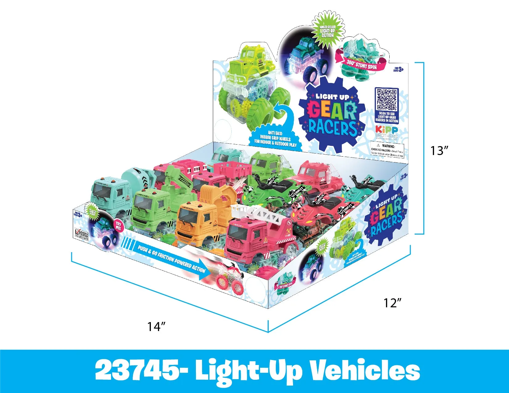 Friction Toy Car Light Up Assortment - 12 Pieces Per Display 23745