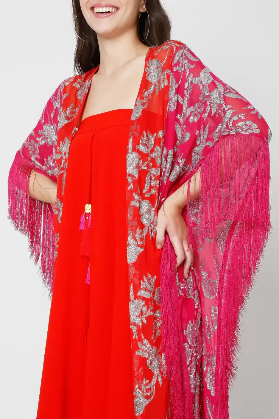 Fuchsia And Red Patchwork Maxi Duster