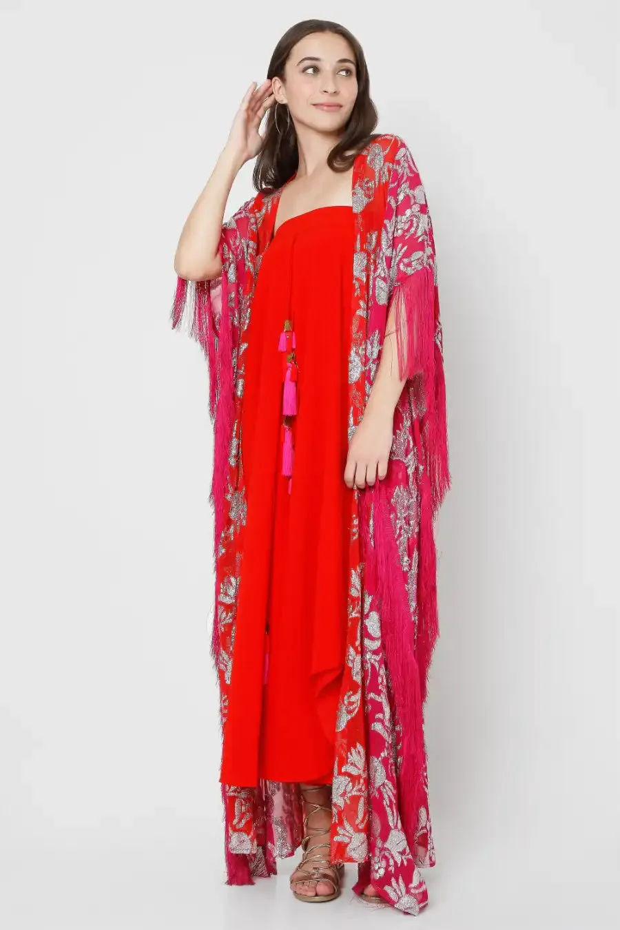 Fuchsia And Red Patchwork Maxi Duster