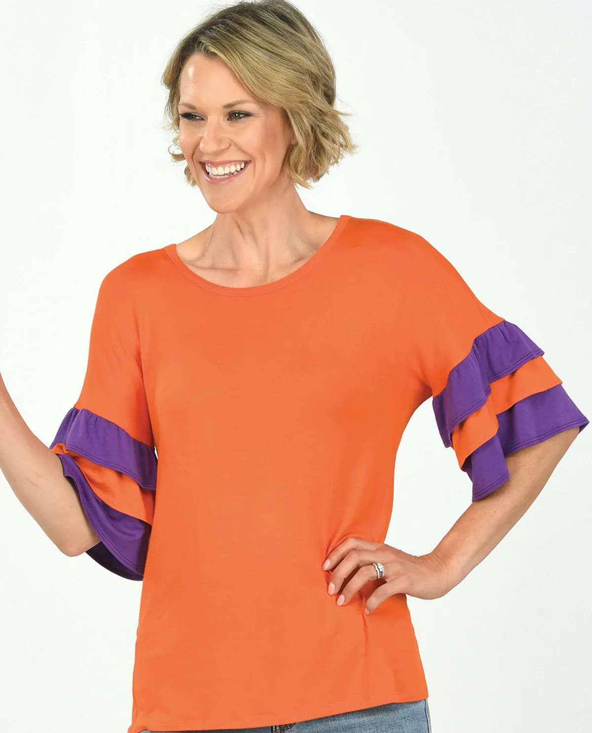 Game Day Top with Ruffle Sleeve