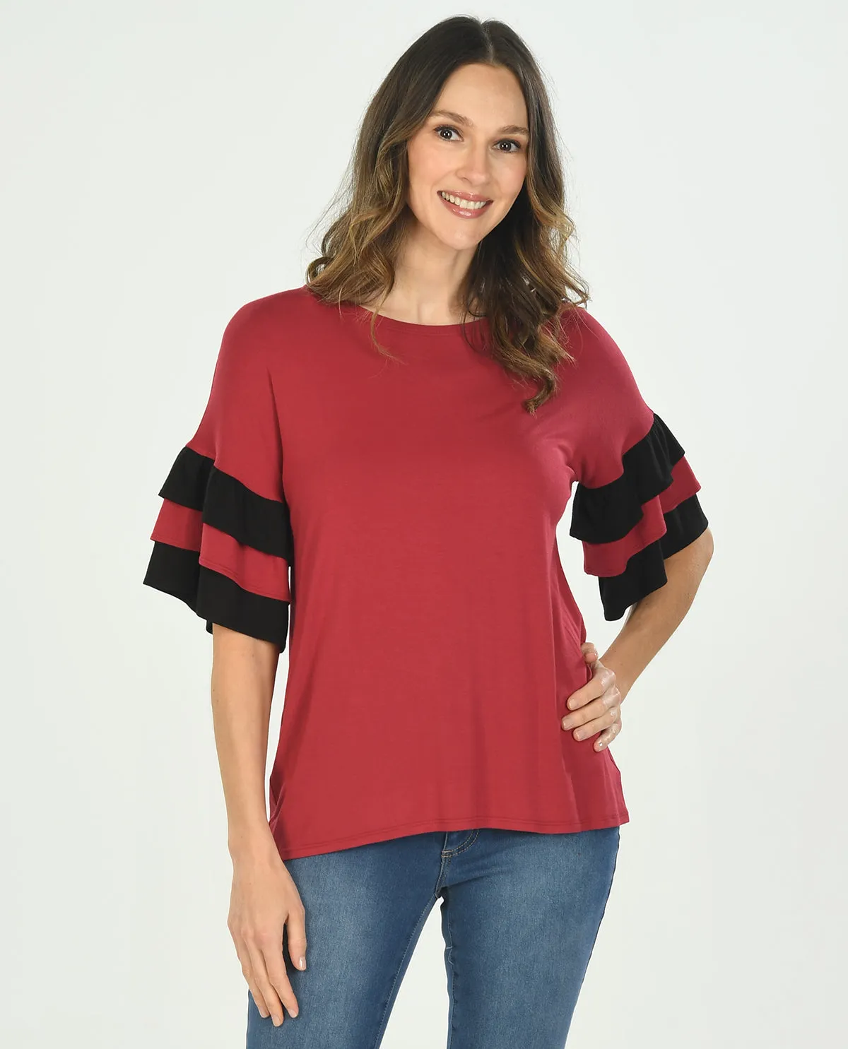 Game Day Top with Ruffle Sleeve