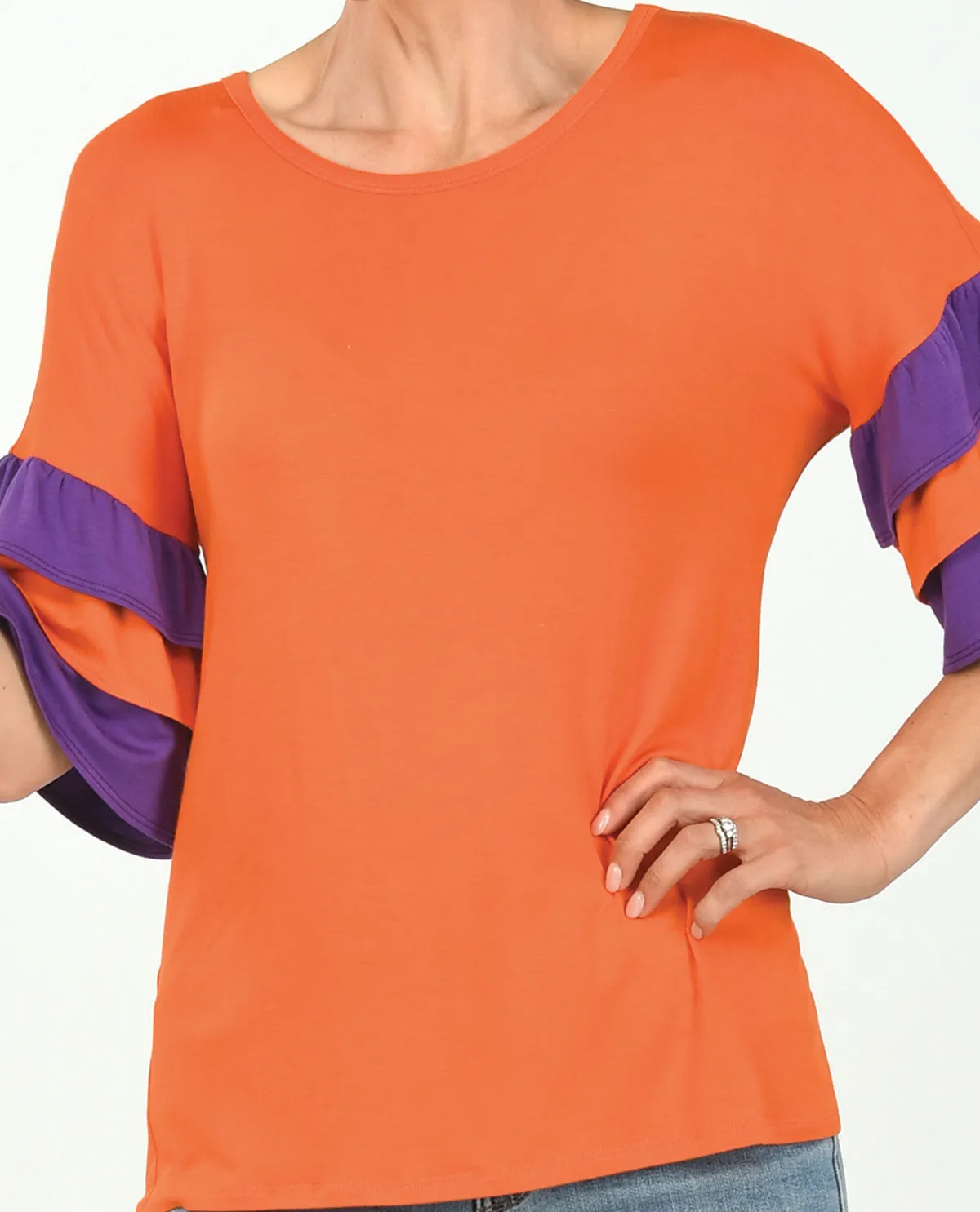 Game Day Top with Ruffle Sleeve