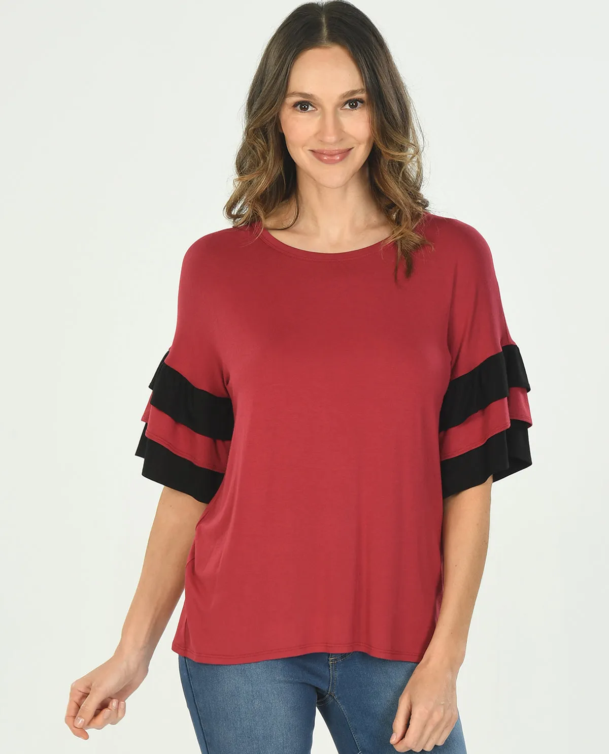 Game Day Top with Ruffle Sleeve