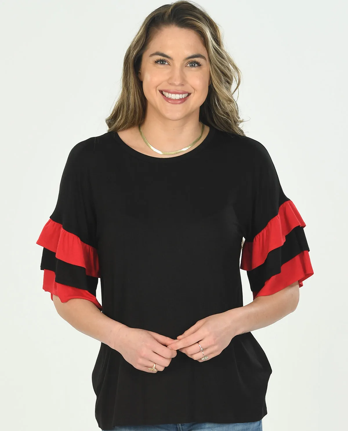 Game Day Top with Ruffle Sleeve