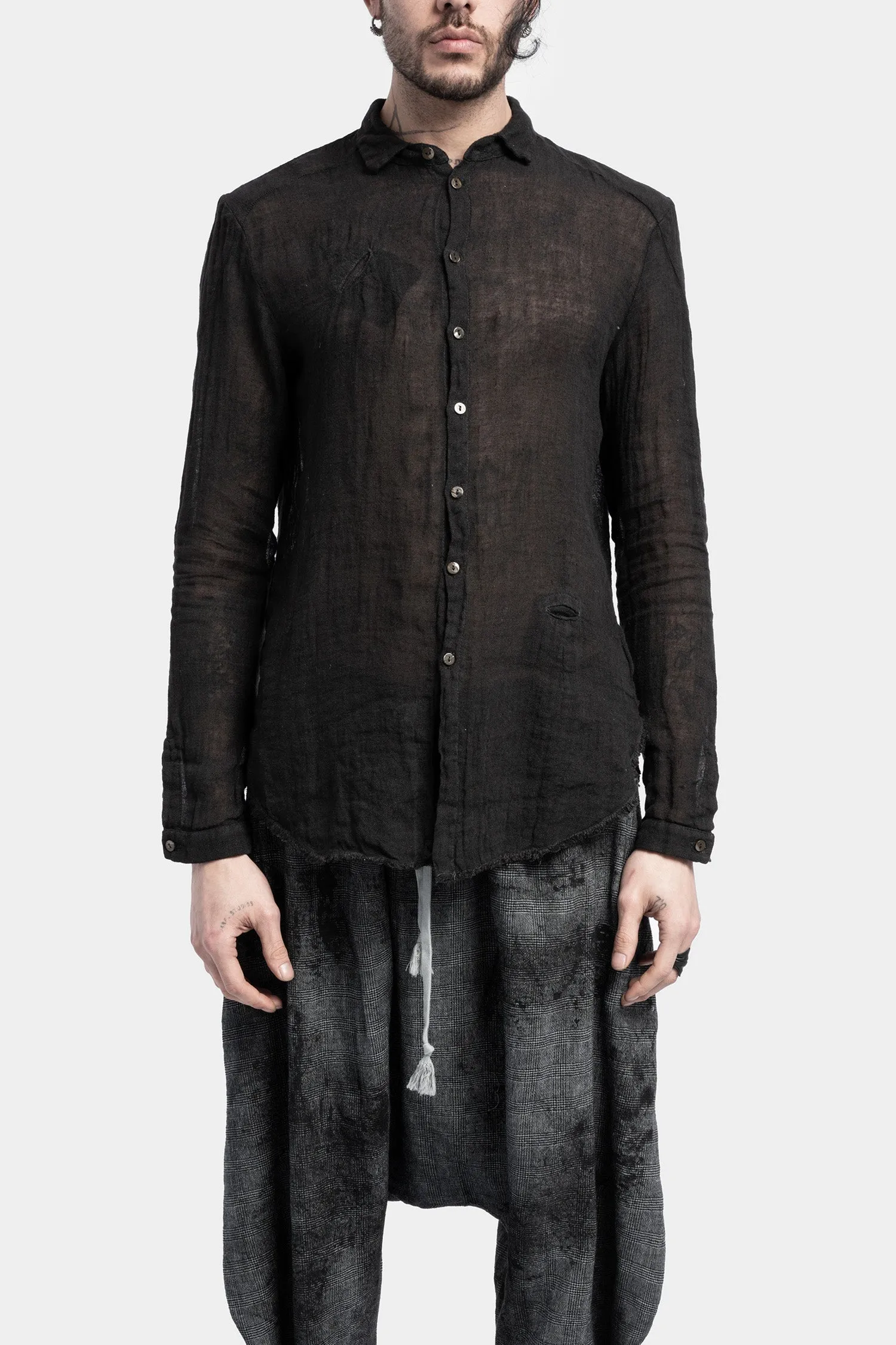 Gauze linen shirt, Black