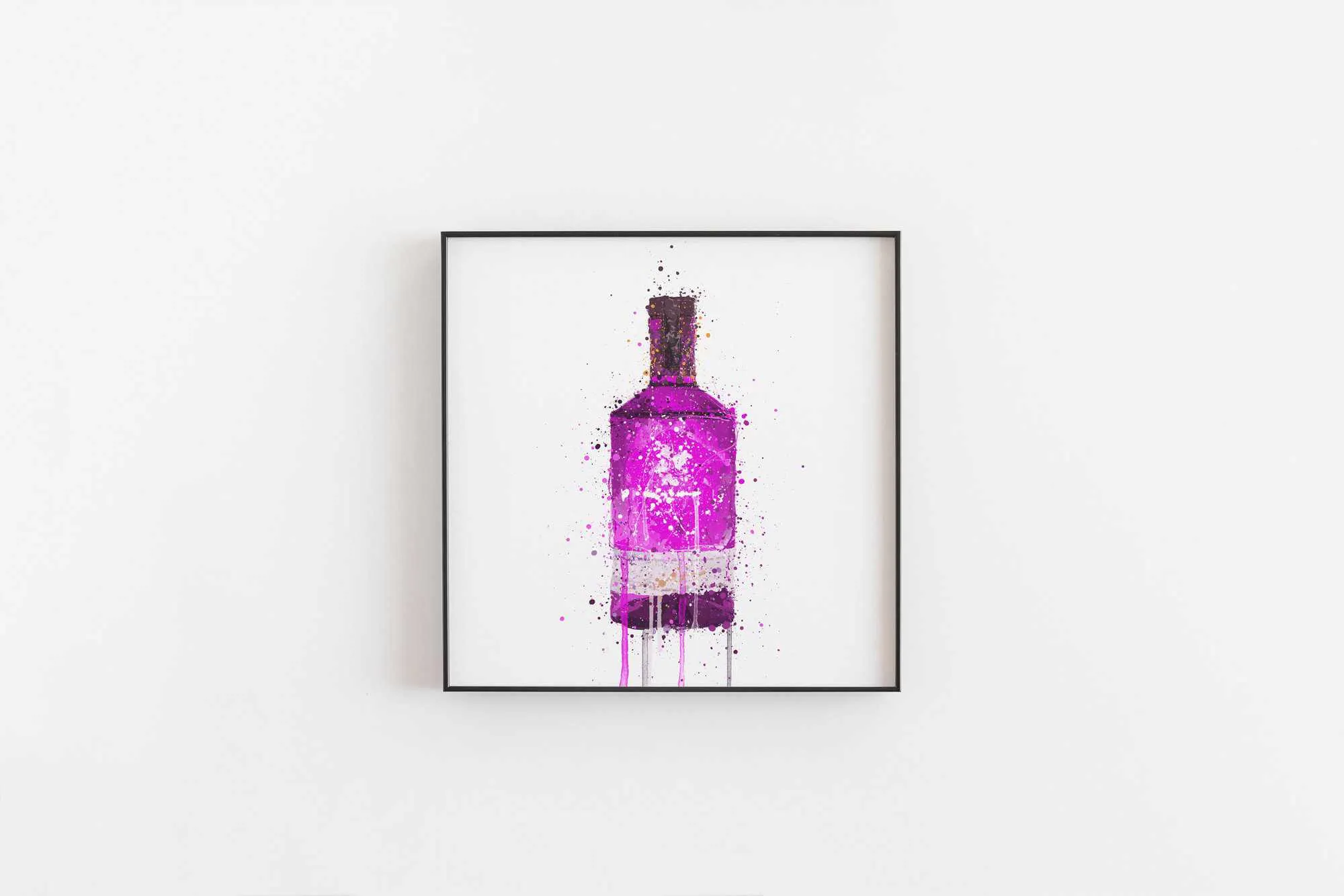 Gin Bottle Wall Art Print 'Magenta'