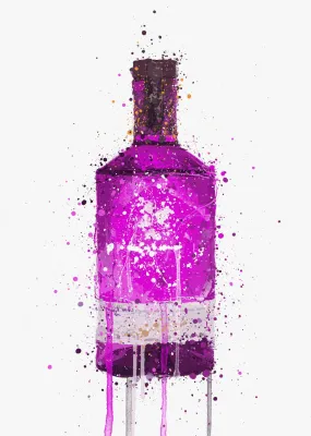 Gin Bottle Wall Art Print 'Magenta'