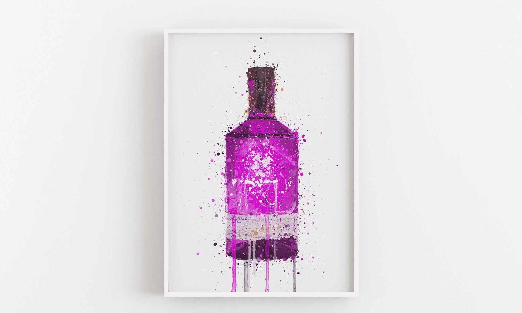 Gin Bottle Wall Art Print 'Magenta'