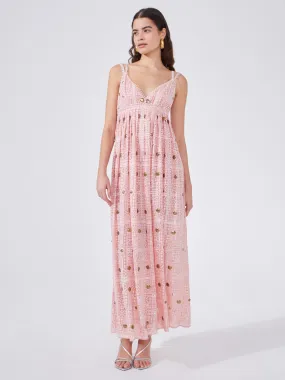 Gitana Embroidered Viscose Strappy Maxi Dress