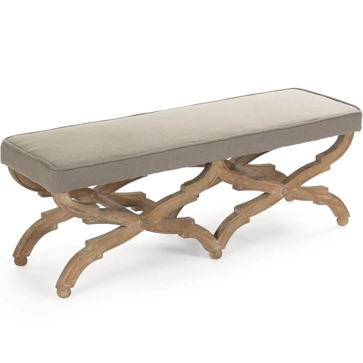 Gray Linen Crescenzo Bench