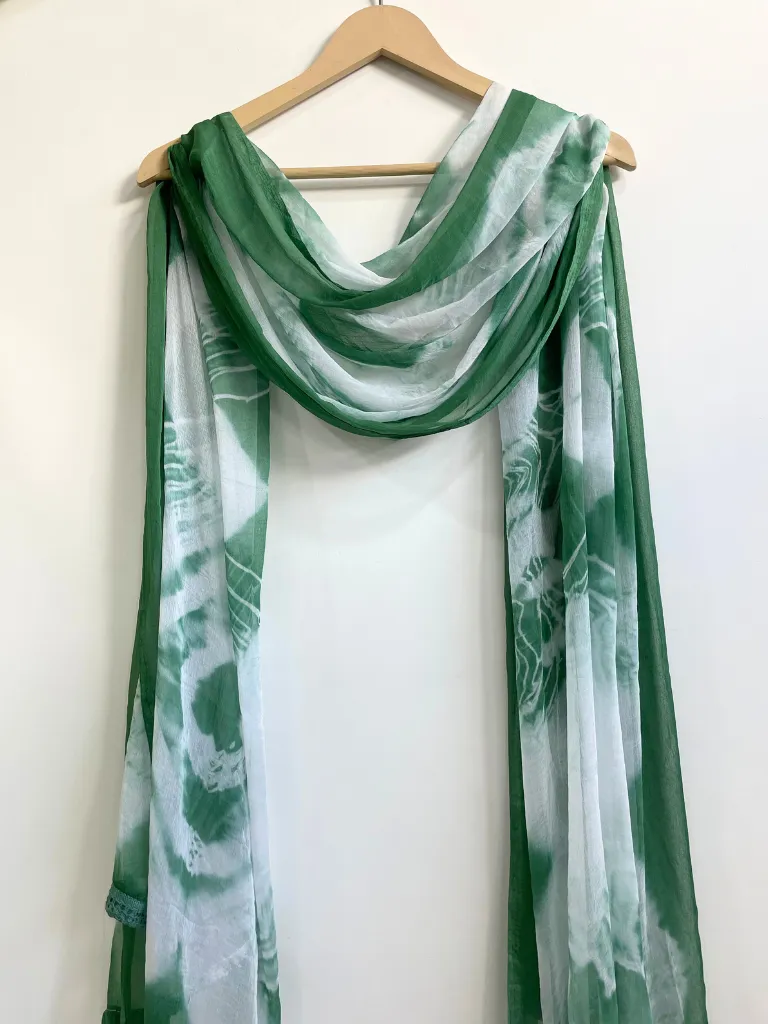 Green Chiffon Tie & Dye Dupatta