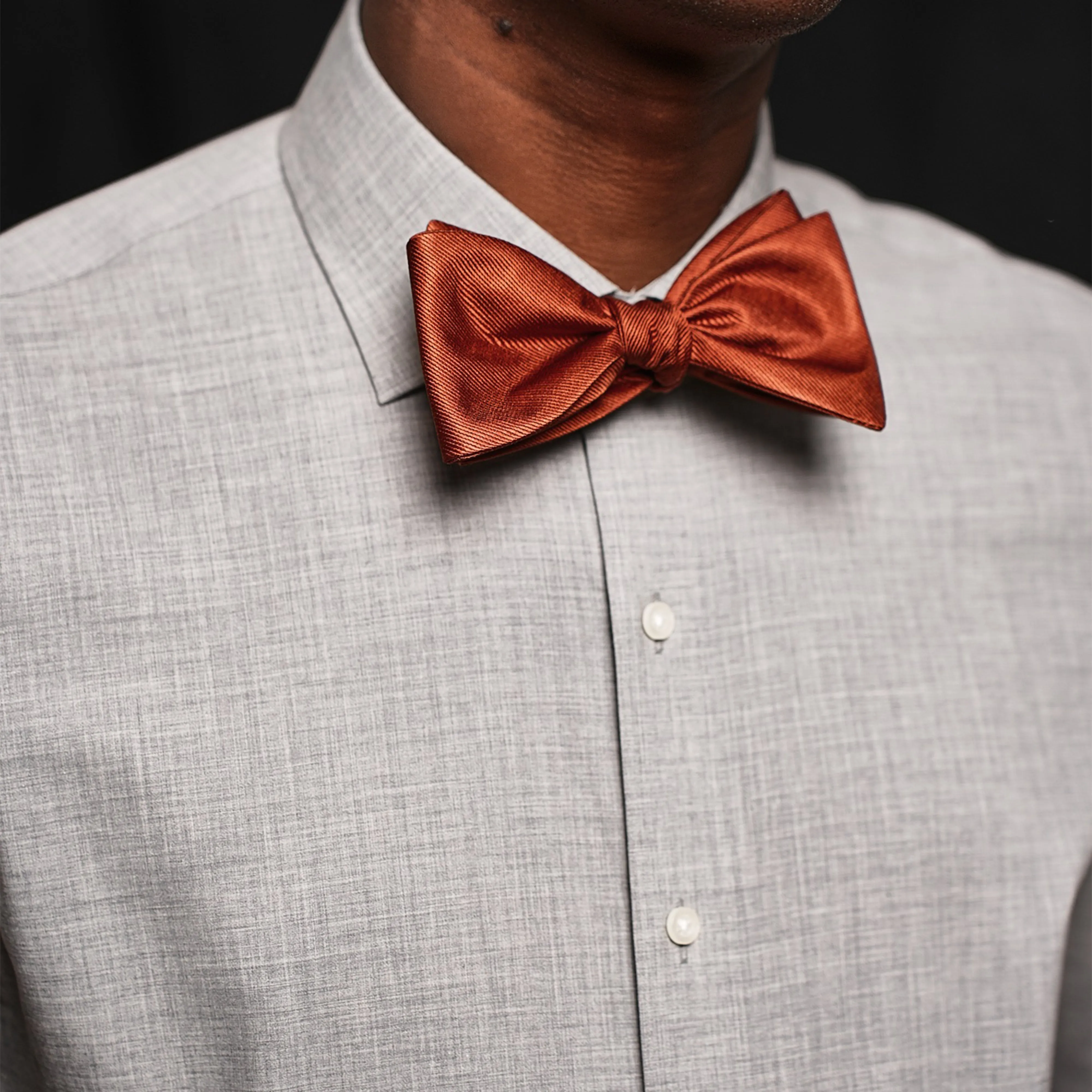 Grosgrain Solid Burnt Orange Bow Tie