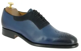 Handmade Men's Blue Leather Suede Lace Up Shoes, Men Brogue Dress Formal Shoes