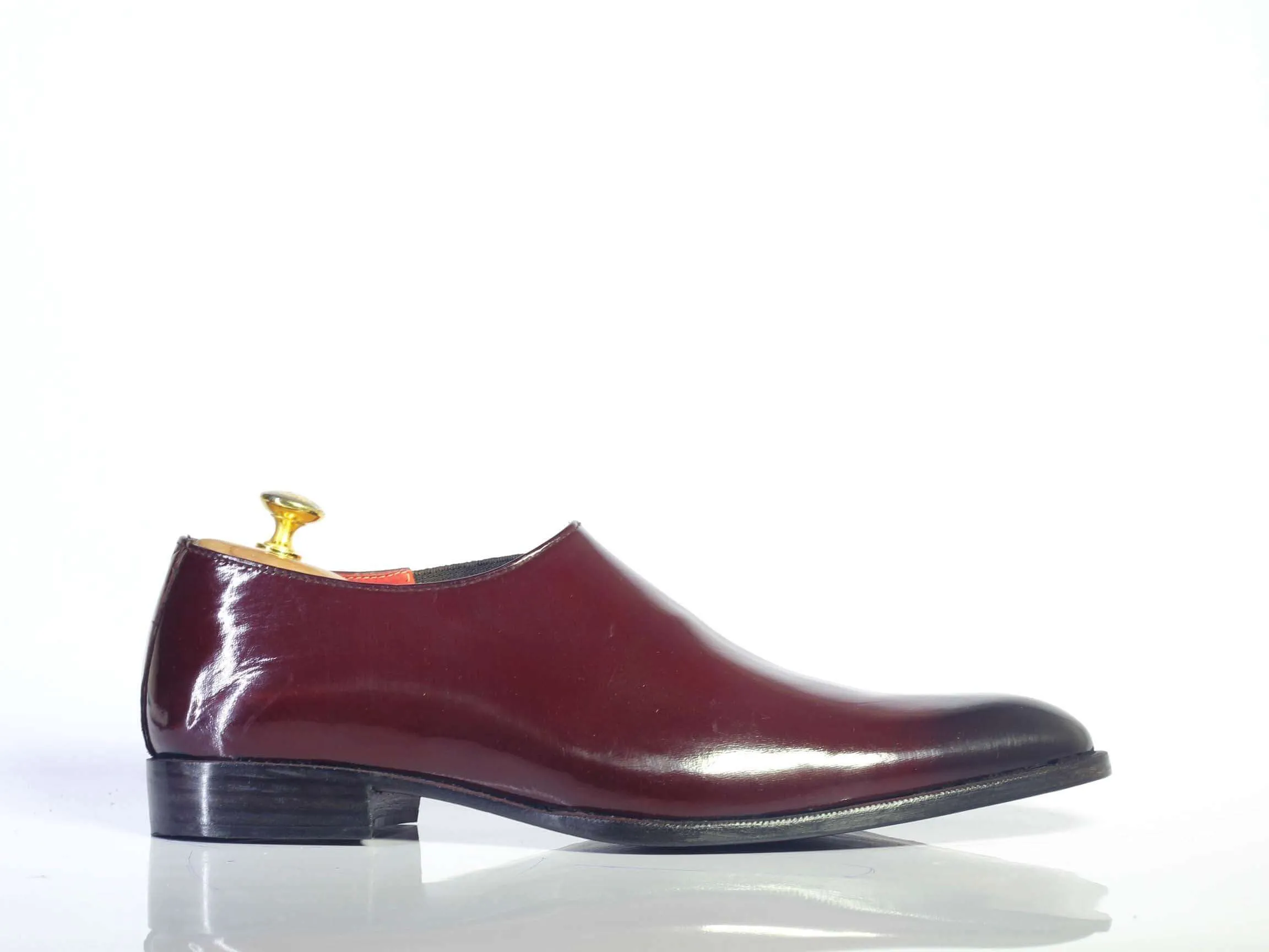 Handmade Men's Burgundy Chelsea Style Leather Slip On Shoes, Men Designer Dress Formal Shoes