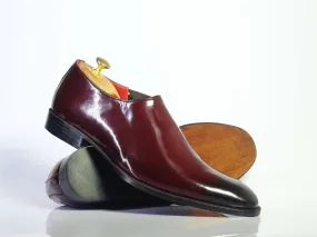 Handmade Men's Burgundy Chelsea Style Leather Slip On Shoes, Men Designer Dress Formal Shoes