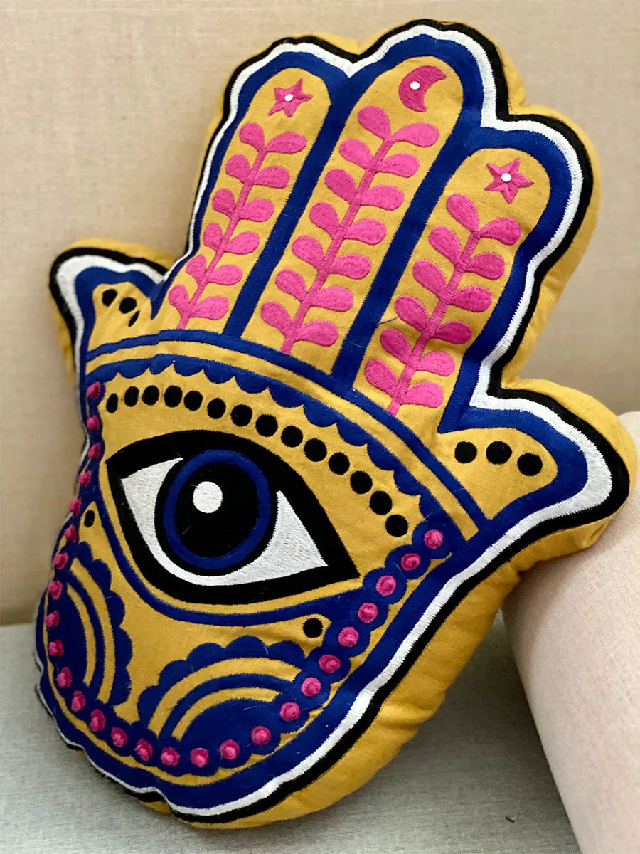 Happy Hamsa Embroidered Cushion