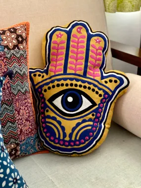 Happy Hamsa Embroidered Cushion