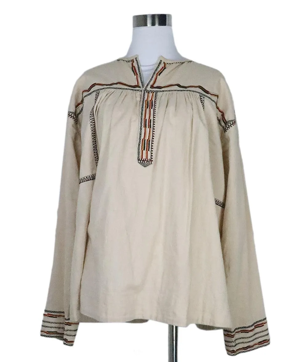 Isabel Marant Beige Embroidered Blouse sz 6