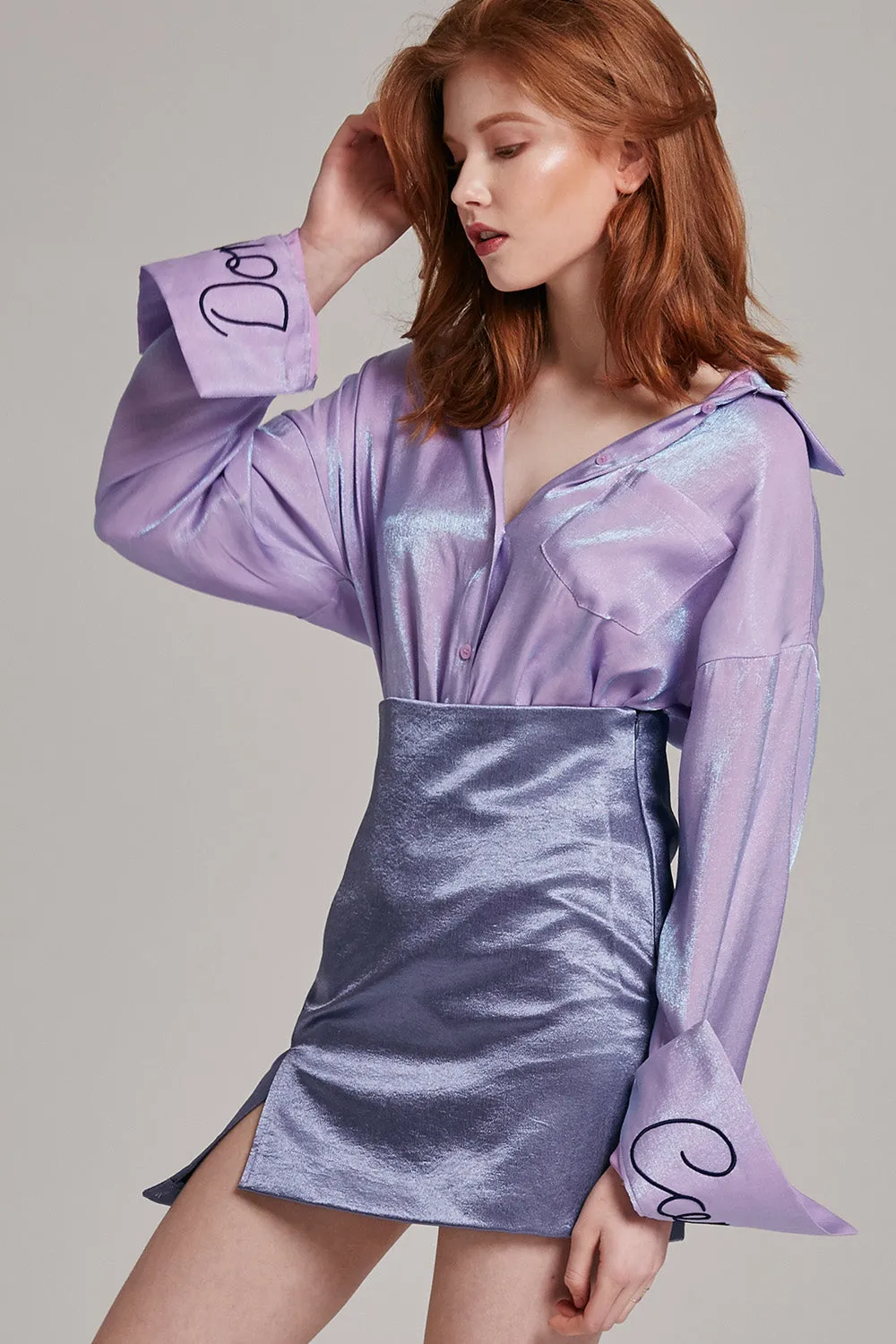 Jacqueline Iridescent Button-up Blouse