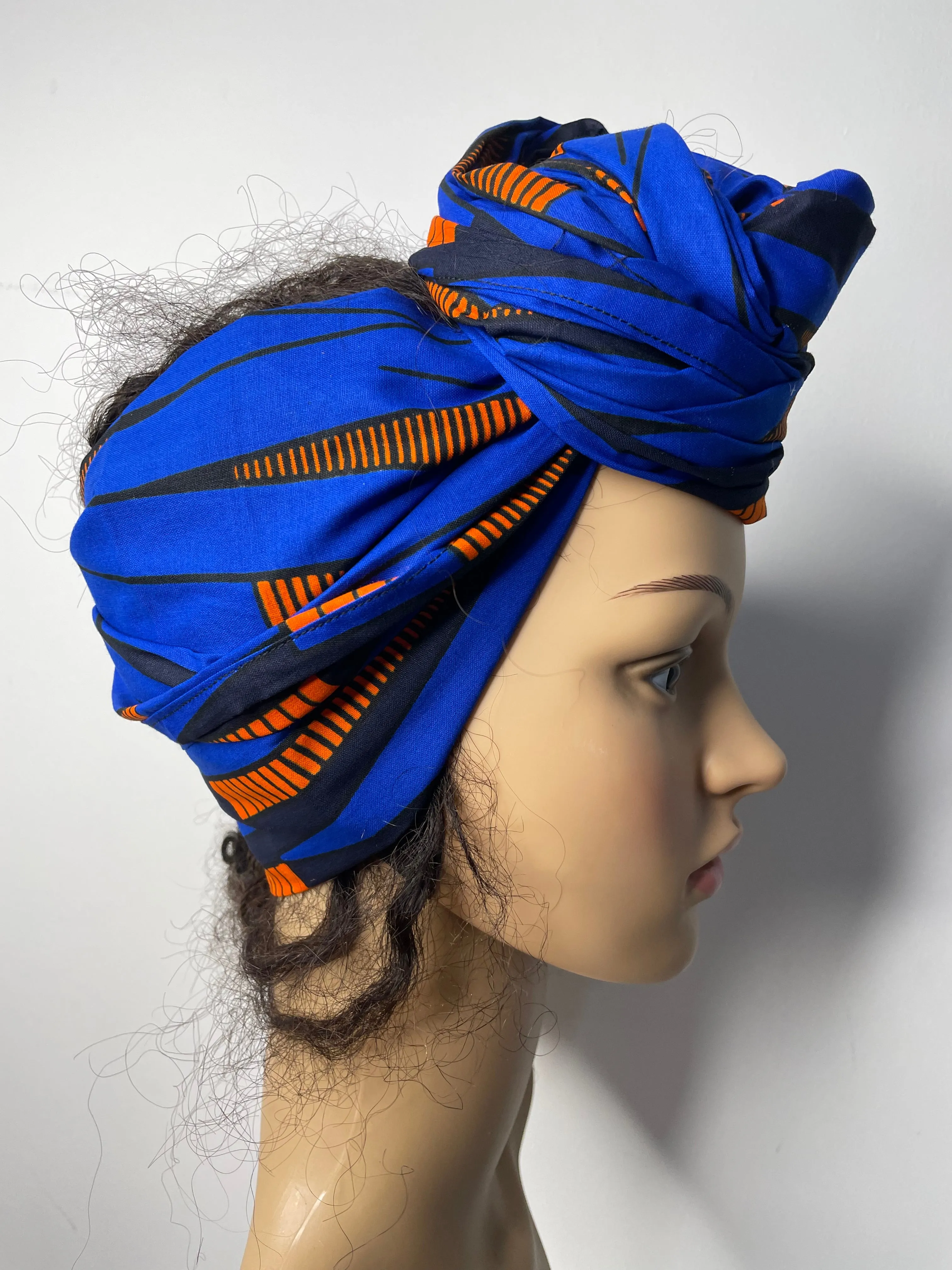 Josie Blue and Orange Ankara Headwrap/Scarf