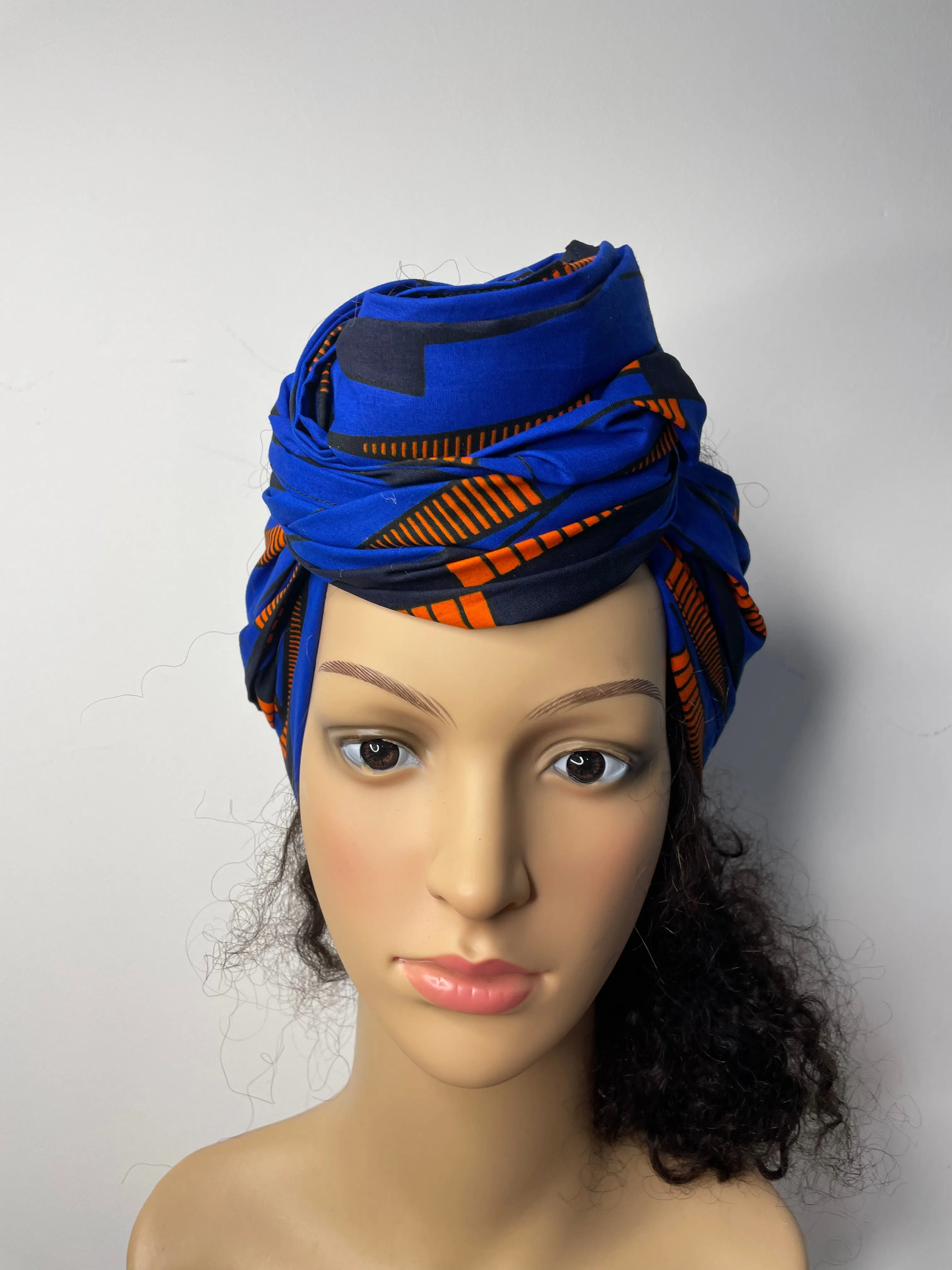 Josie Blue and Orange Ankara Headwrap/Scarf