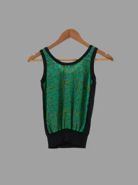 Kostas Murkudis black knit singlet with green patterned silk back panel