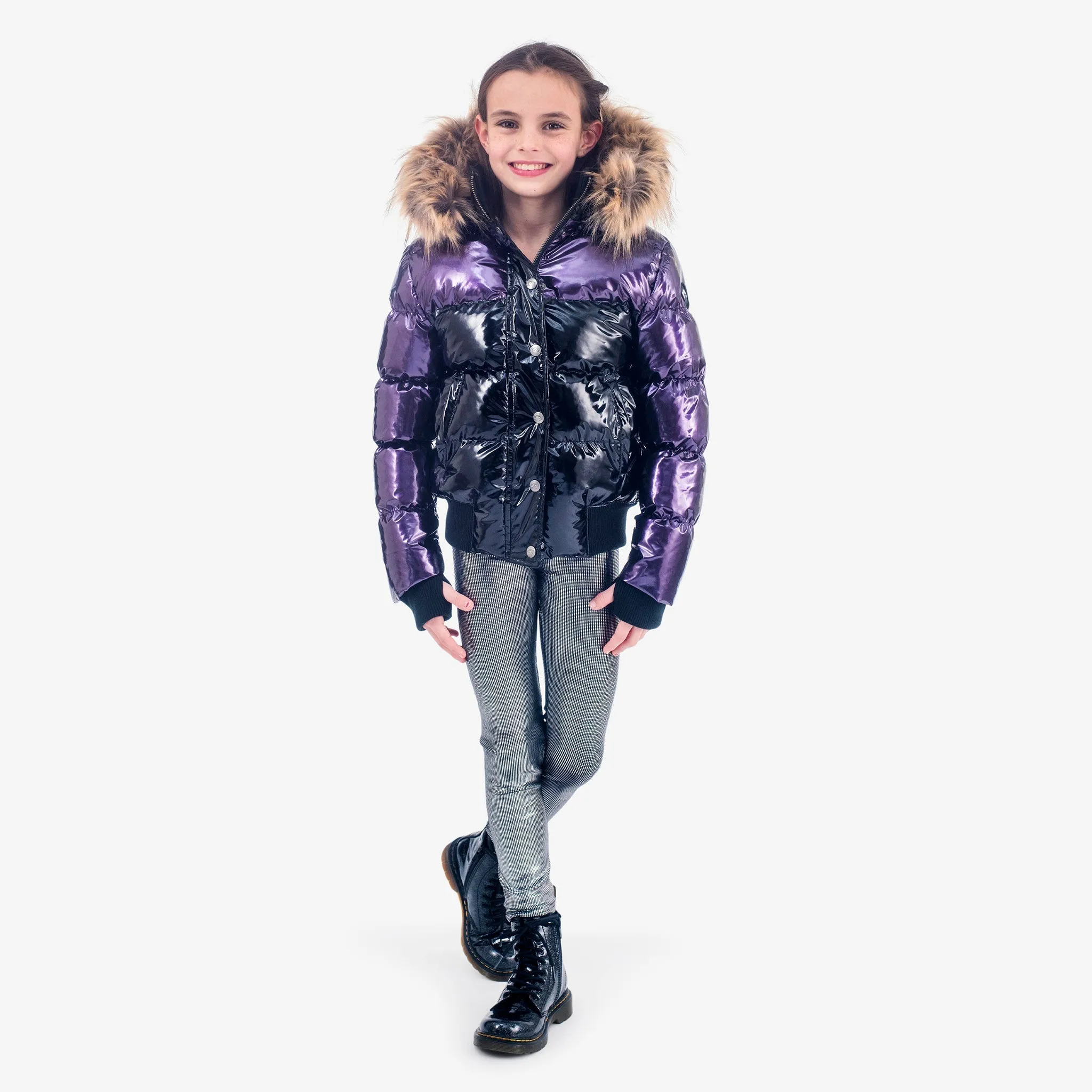 Kyla Puffer Coat | Plum/Black