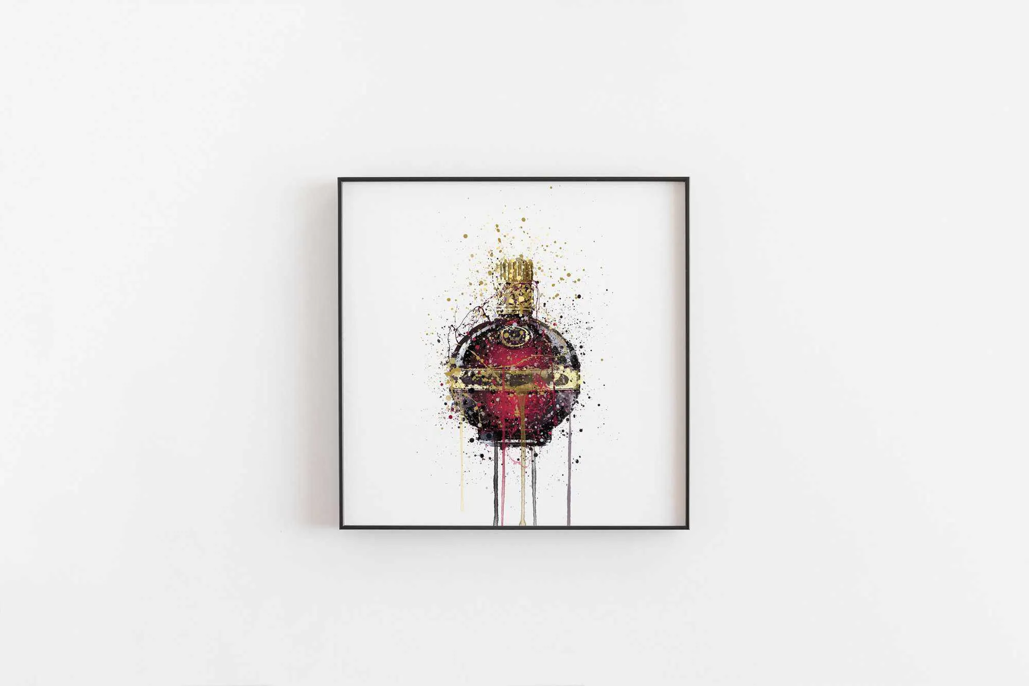 Liqueur Bottle Wall Art Print 'Raspberry'