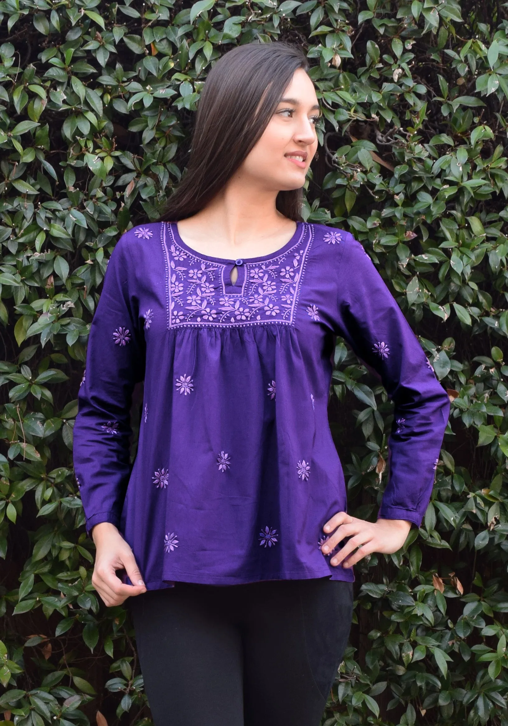 LISA Pure Cotton Hand Embroidered Boho Top, Blouse