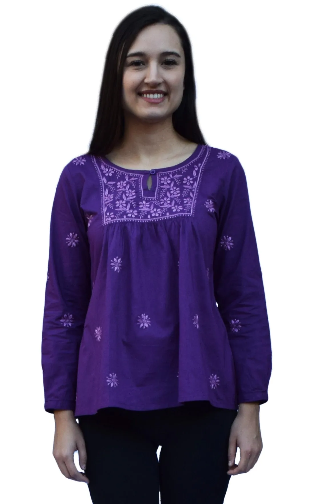 LISA Pure Cotton Hand Embroidered Boho Top, Blouse