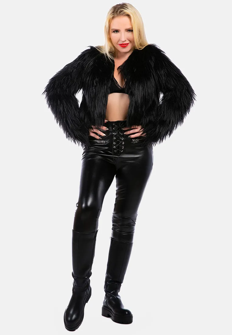 Long Sleeves Faux Fur Evening Jacket