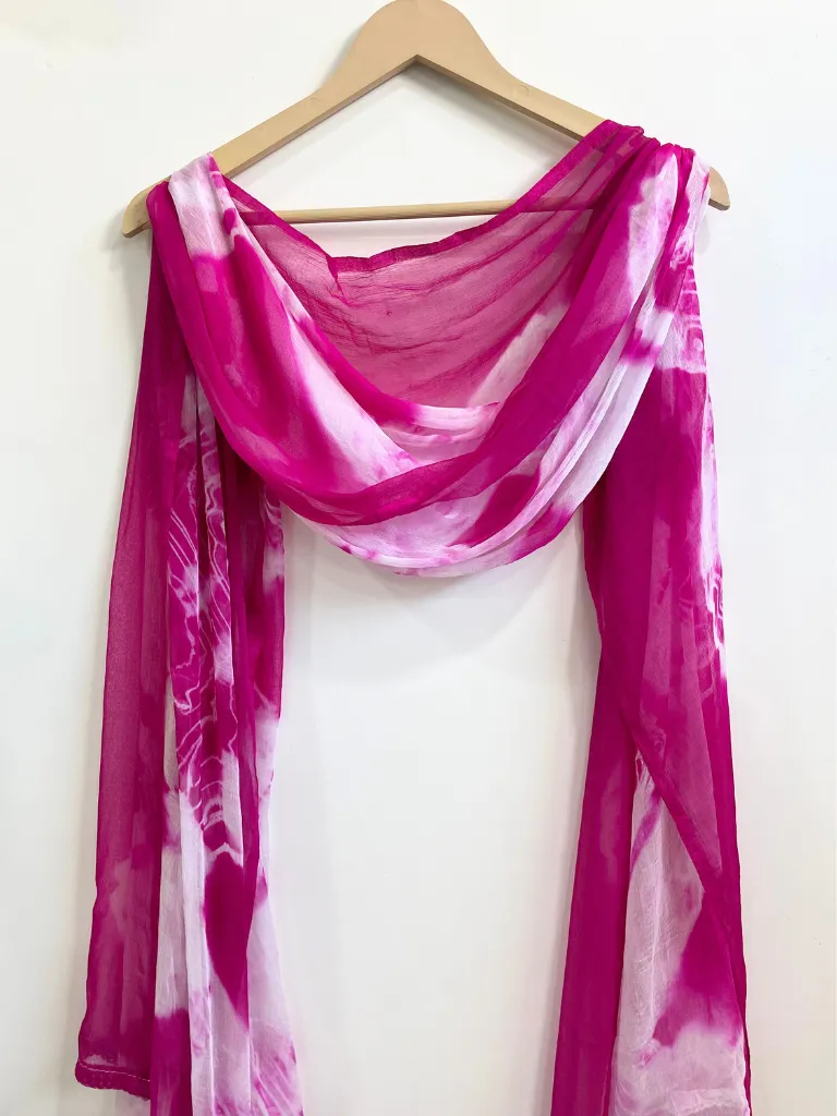 Magenta  Chiffon Tie & Dye Dupatta