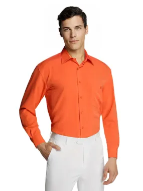 Men's Orange Microfiber Coloured Shirt