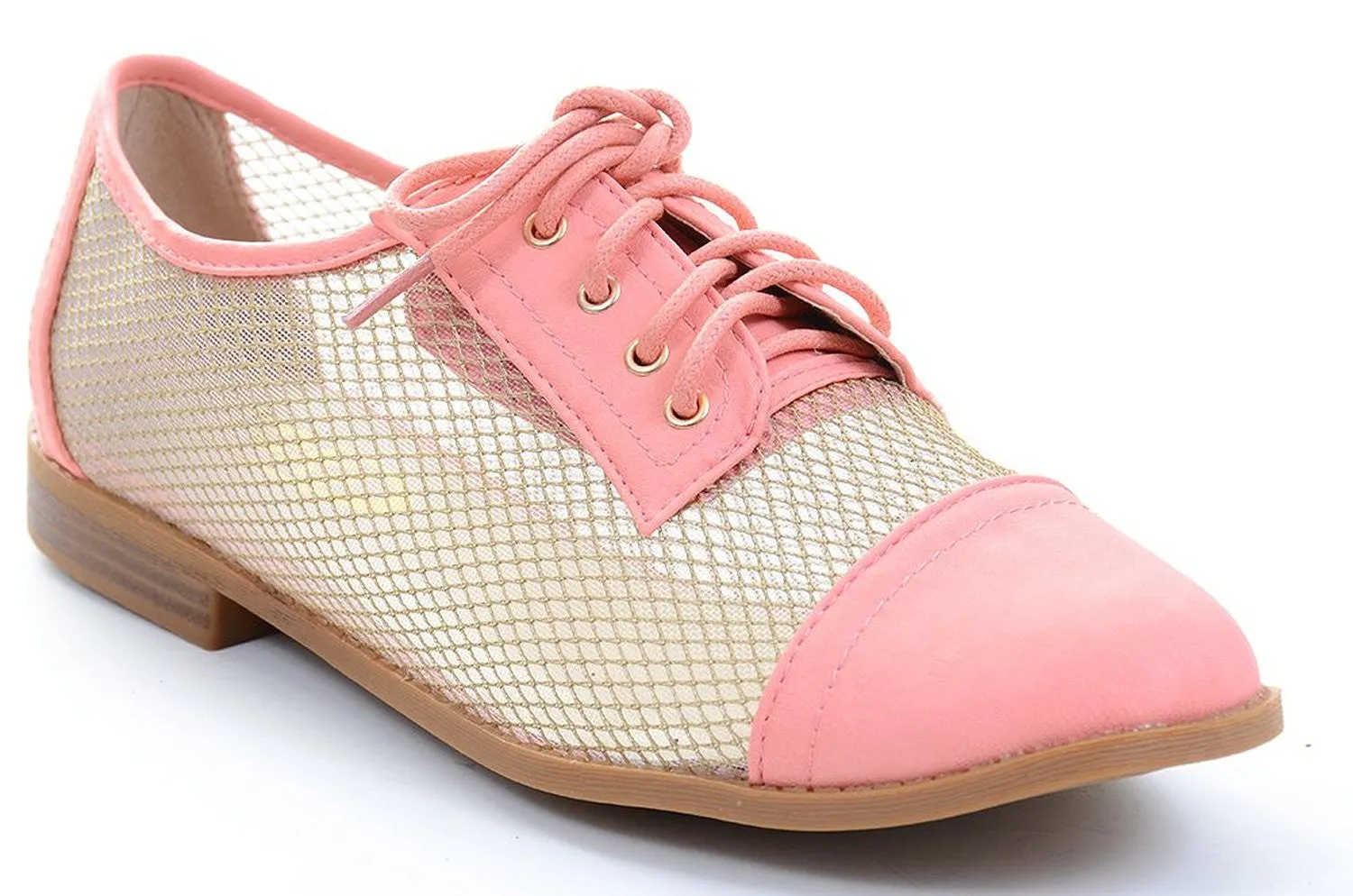 Mesh Clear Lace Up Almond Toe Oxford Shoes Fourever Funky