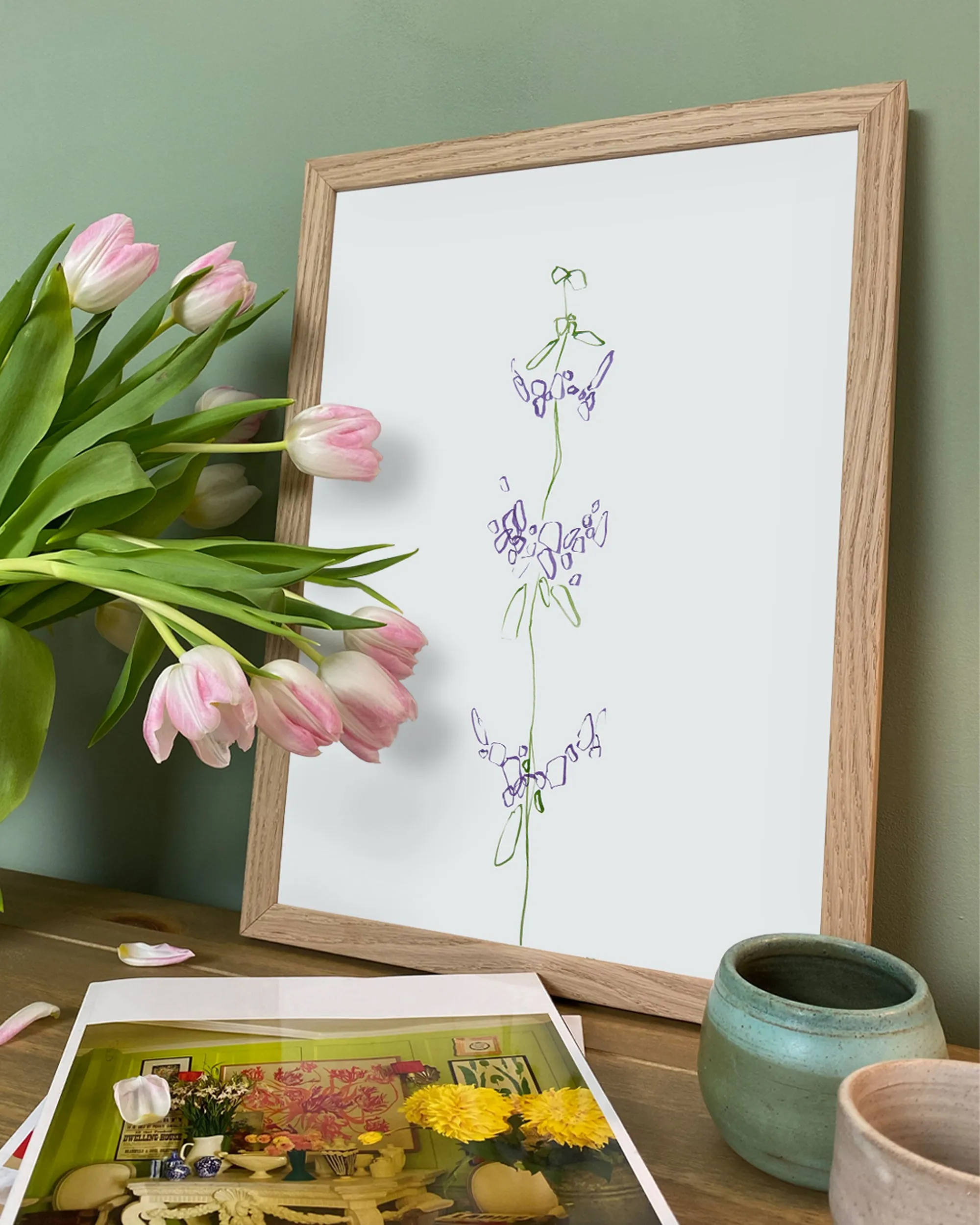 Minimal Wildflower Wall Art Print "Purple"