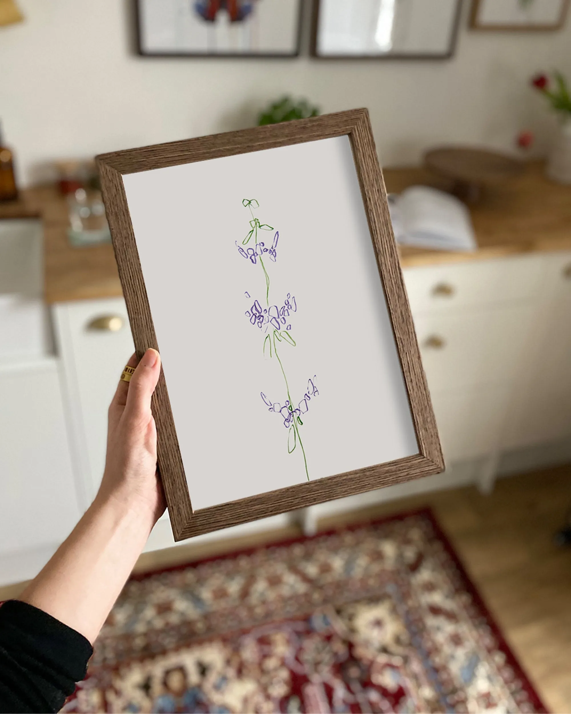 Minimal Wildflower Wall Art Print "Purple"