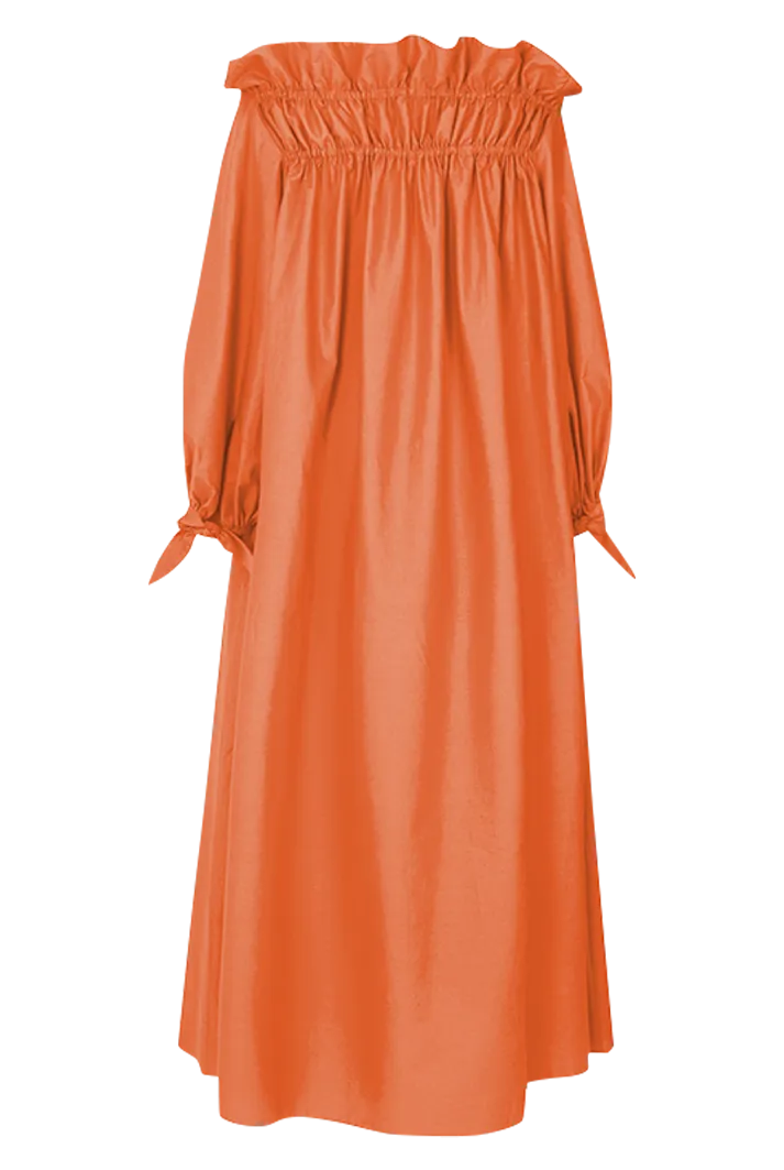 Nomi Off Shoulder Cotton Dress | Orange